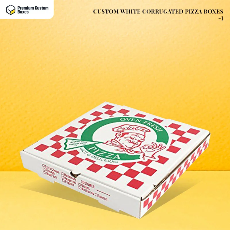 Custom White Corrugated Pizza Boxes