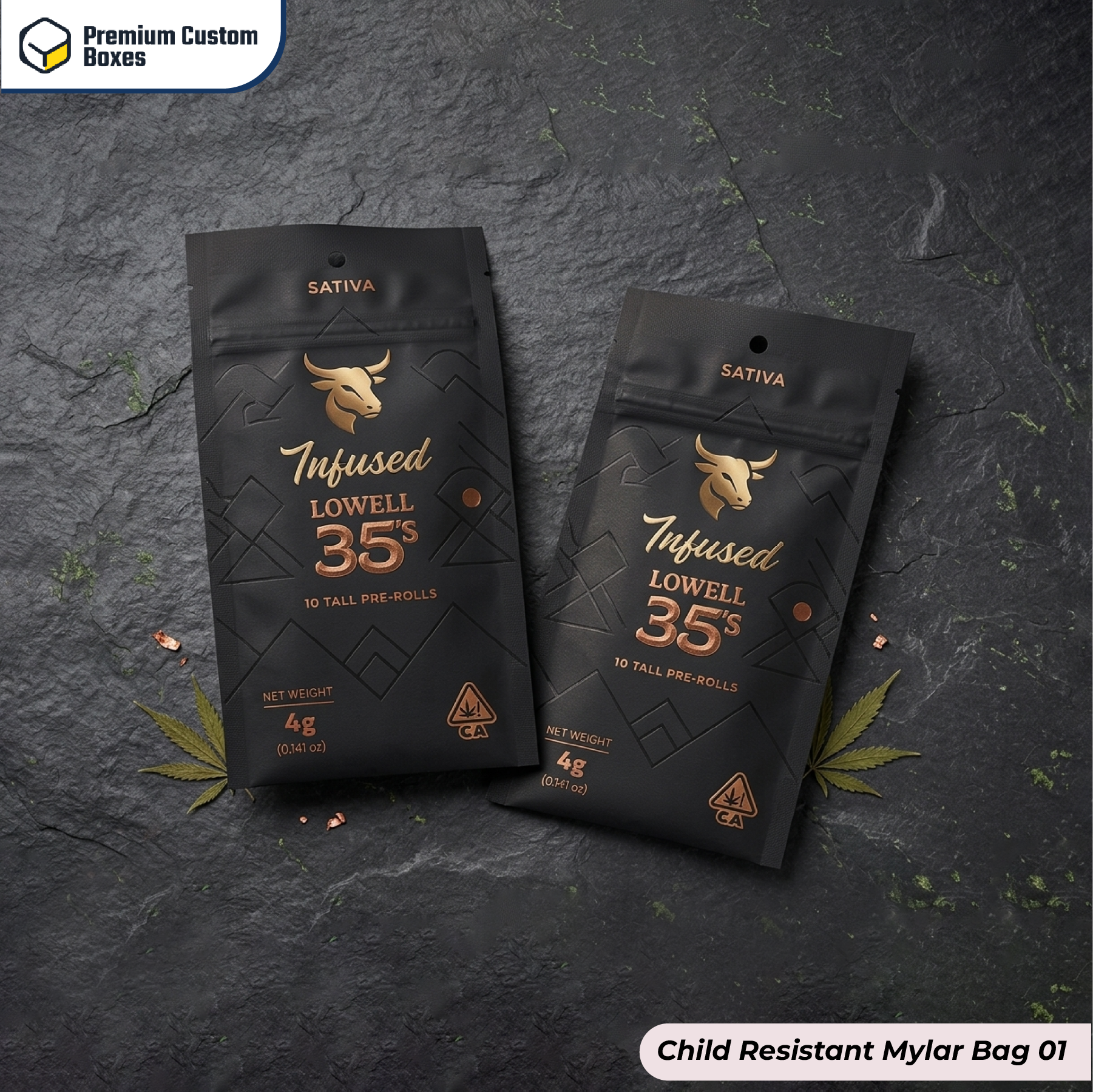Custom Child Resistant Mylar Bags